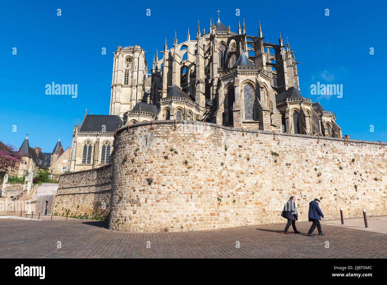 France, Sarthe, le Mans, cité Plantagenet (vieille ville), cathédrale St Julien Banque D'Images