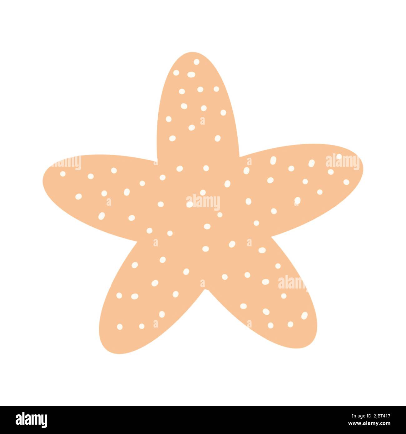 Starfish, plat Graphic Clipart. Mollusque de mer. Nature sauvage de la mer. Dessin pour enfants, illustration pour enfants. Isolé sur blanc. Étoile de mer brune. Banque D'Images