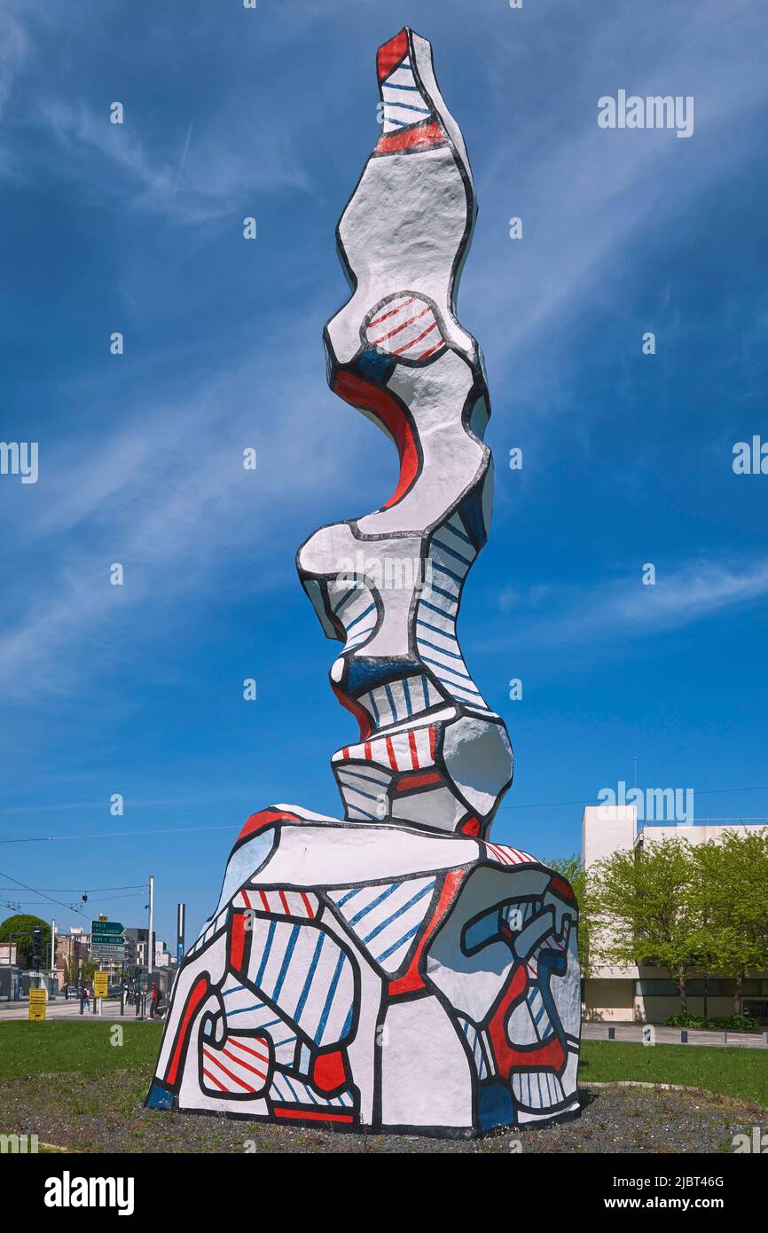 France, Val de Marne, Vitry sur Seine, carrefour de la libération, sculpture monumentale de Dubuffet intitulée Chaufferie avec cheminée Banque D'Images