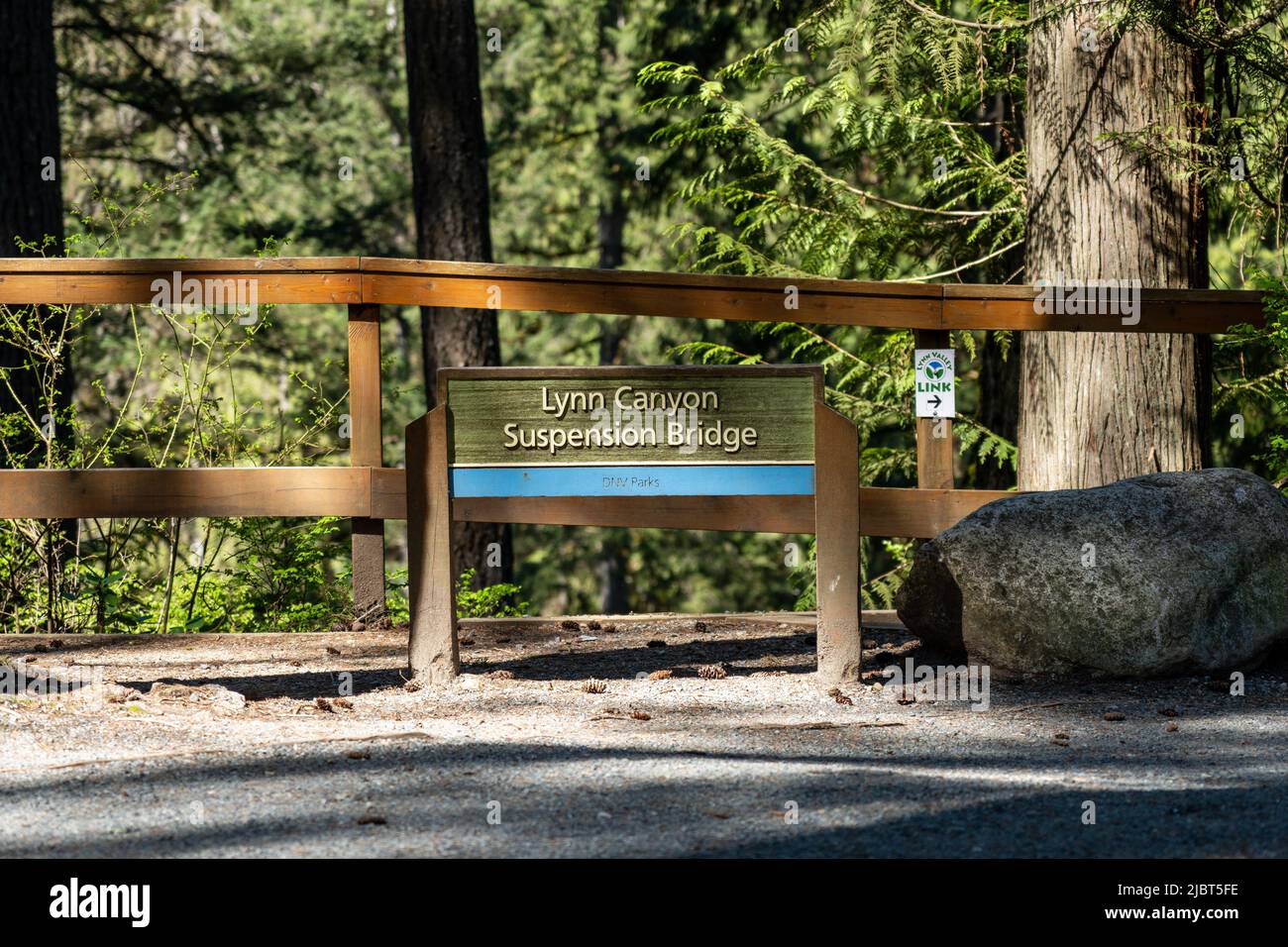 North Vancouver, C.-B., Canada - 20 avril 2021 : panneau du parc Lynn Canyon. Banque D'Images