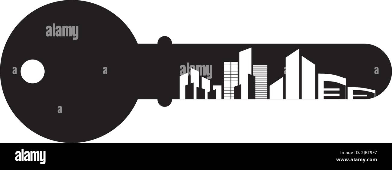 Logo de l'appartement avec modèle d'illustration d'icône de clé Illustration de Vecteur