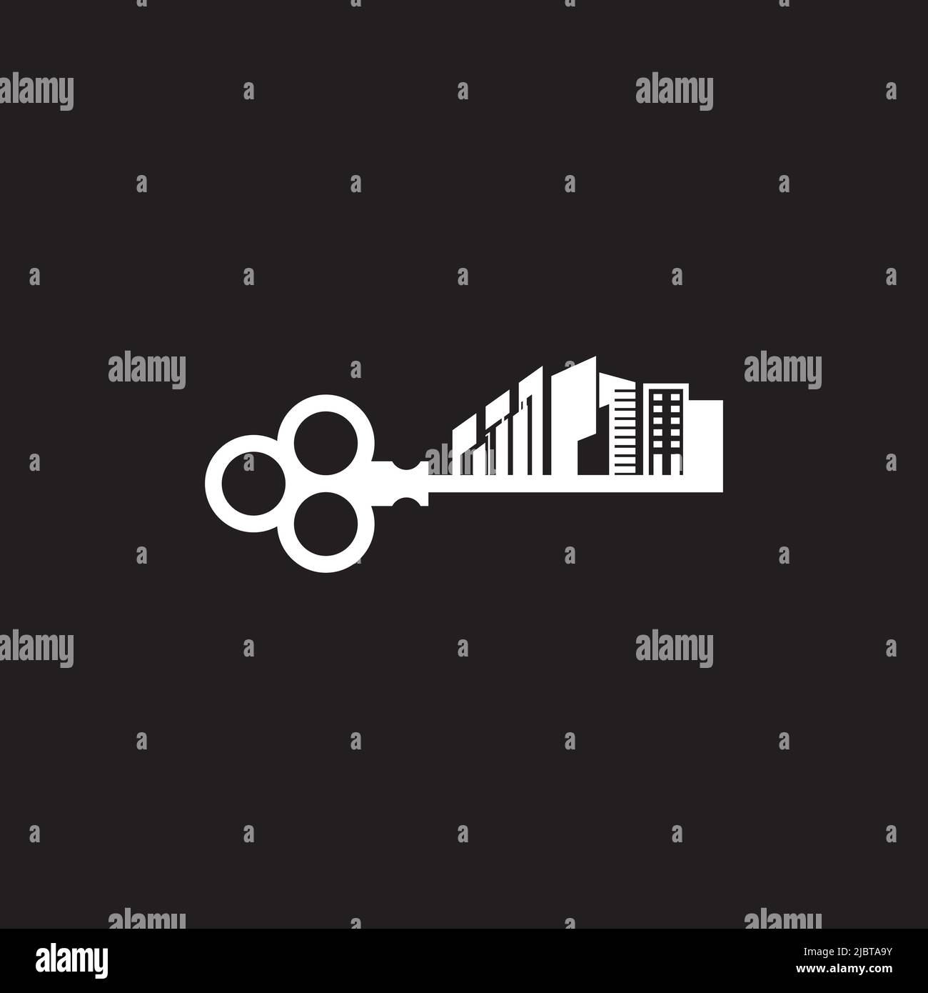 Logo de l'appartement avec modèle d'illustration d'icône de clé Illustration de Vecteur