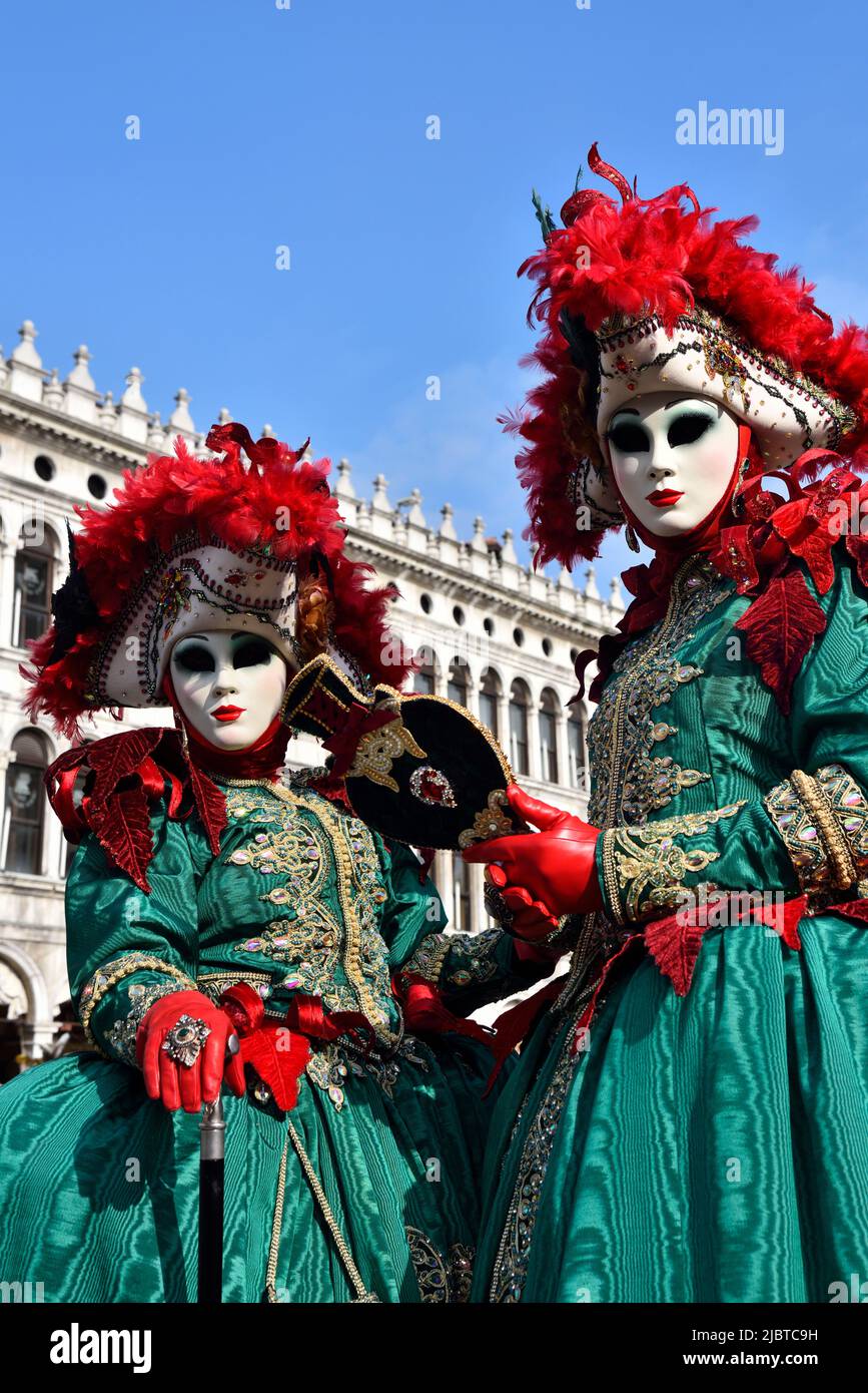 Italie, Venetia, Venise, classée au patrimoine mondial de l'UNESCO, carnaval de Venise sur la place Saint-Marc Banque D'Images