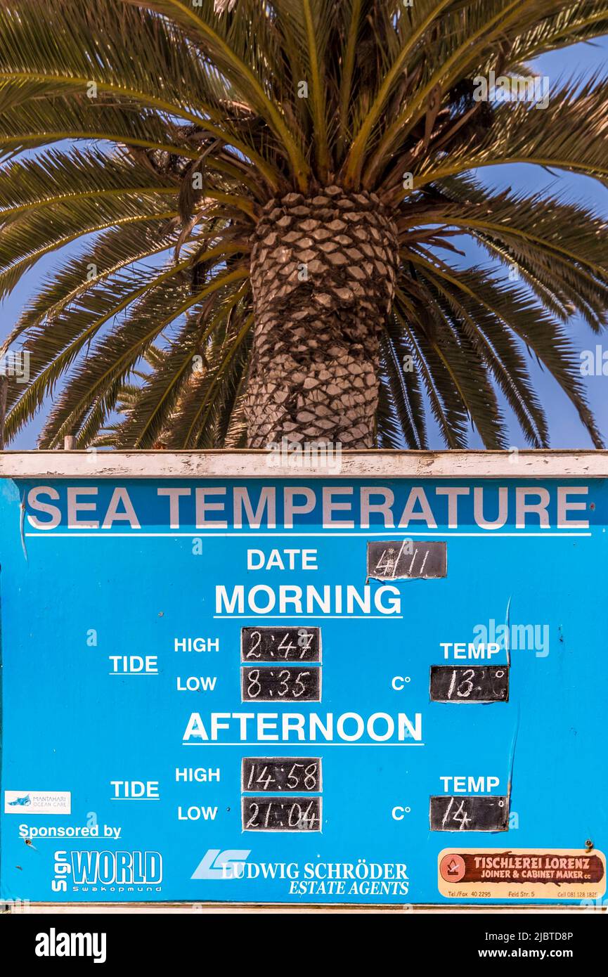 Namibie, Skeleton Coast, région d'Erongo, Swakopmund, température de la mer Banque D'Images
