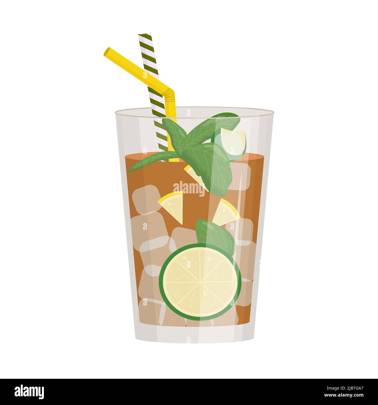 Boisson alcoolisée d'été, cocktail tropical. Longue île. Concept de fête sur la plage. Illustration vectorielle plate Illustration de Vecteur