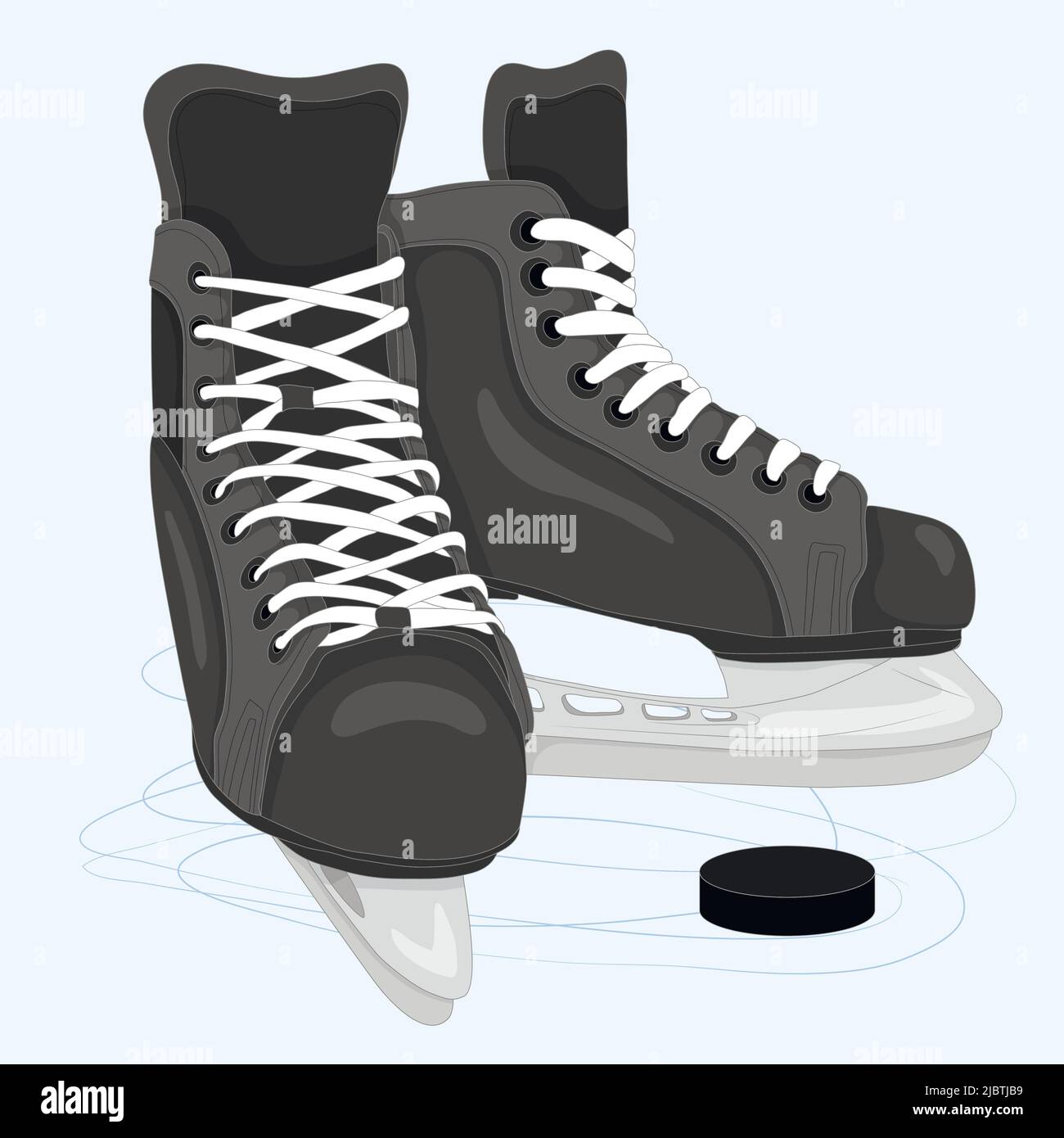 Patins pour le hockey et le patinage sur glace. Icône pour les sections de patinage artistique. Illustration de Vecteur