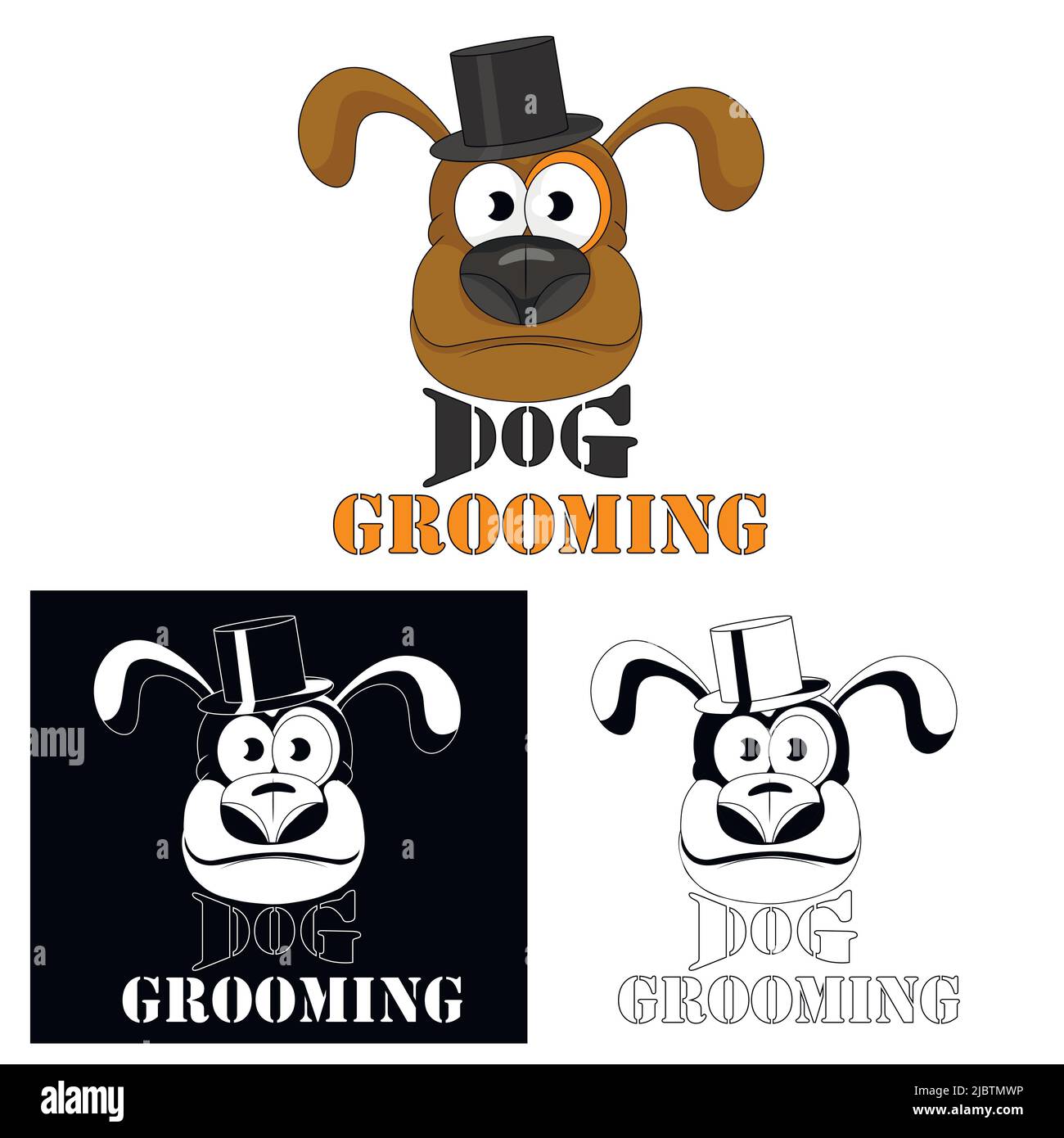 Toilettage pour chiens. Logo de service de chien pour salons et coiffeurs d'animaux de compagnie. Illustration vectorielle. Illustration de Vecteur