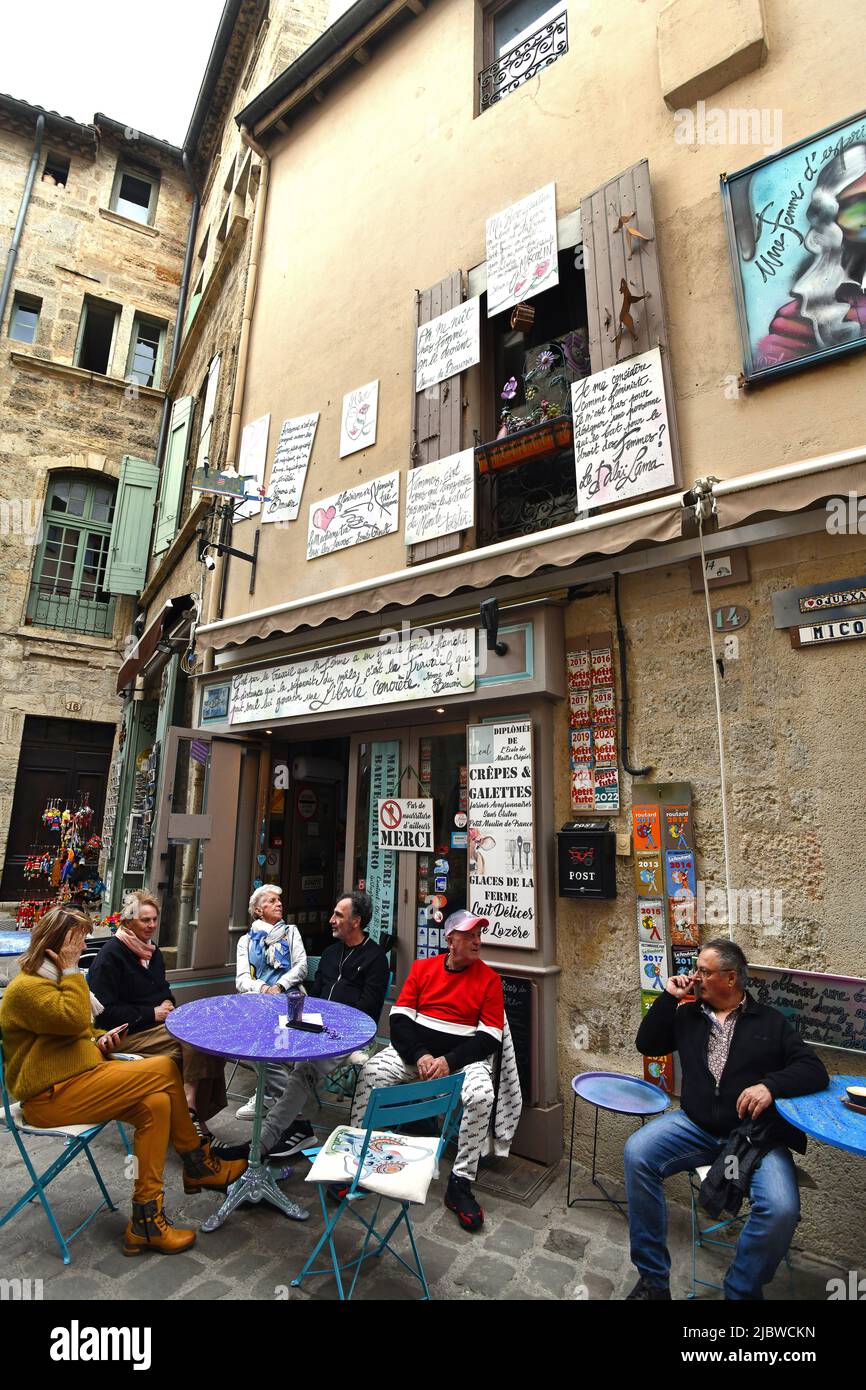 Café-bar restaurant à Pezenas à Herault, France Banque D'Images