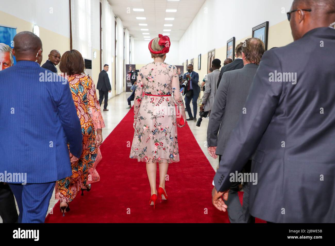 Congo, le 08 juin 2022. Reine Mathilde de Belgique photographiée lors d'une rencontre au Palais