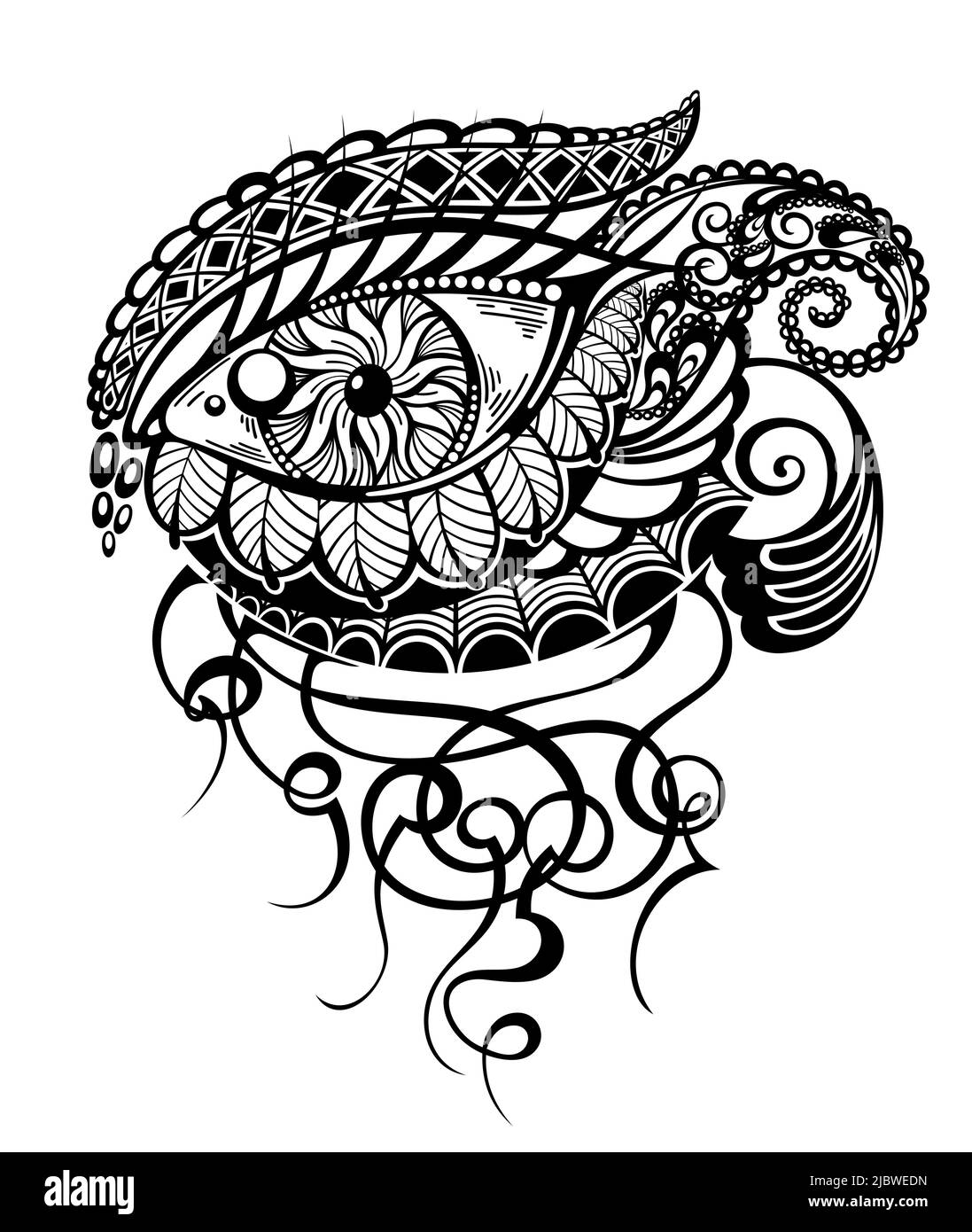 Icône de l'œil et de la lune mystique dans un style linéaire. Illustration isotérique vectorielle pour les imprimés de t-shirt, les affiches Boho, les housses, les logos et les tatouages. Illustration de Vecteur