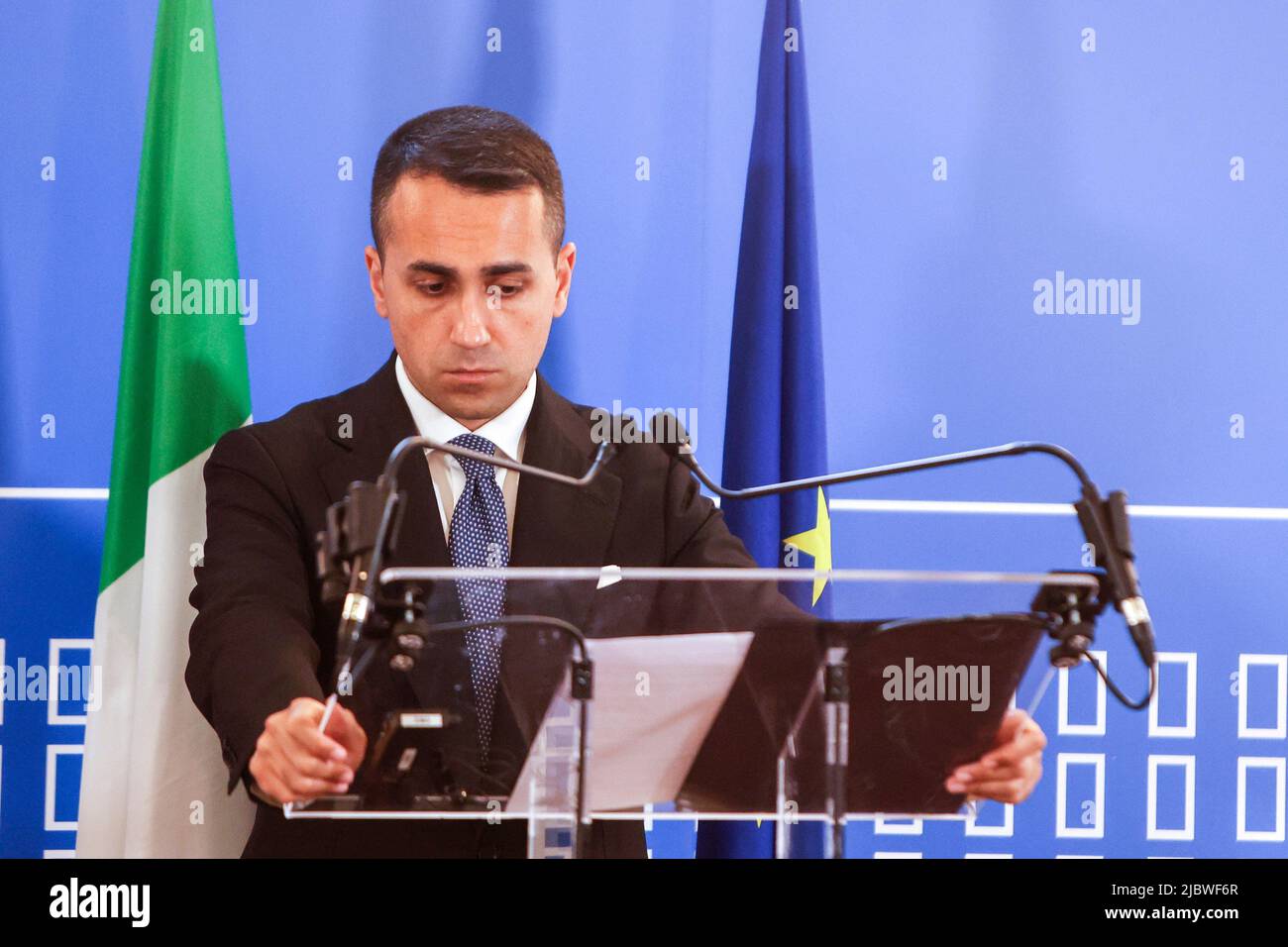 Rome, Italie. 8th juin 2022. Le ministre italien des Affaires étrangères Luigi Di Maio rencontre la presse à la fin du dialogue ministériel méditerranéen sur la crise de la sécurité alimentaire au siège du ministère italien des Affaires étrangères crédit: Riccardo de Luca - mise à jour Images/Alamy Live News Banque D'Images