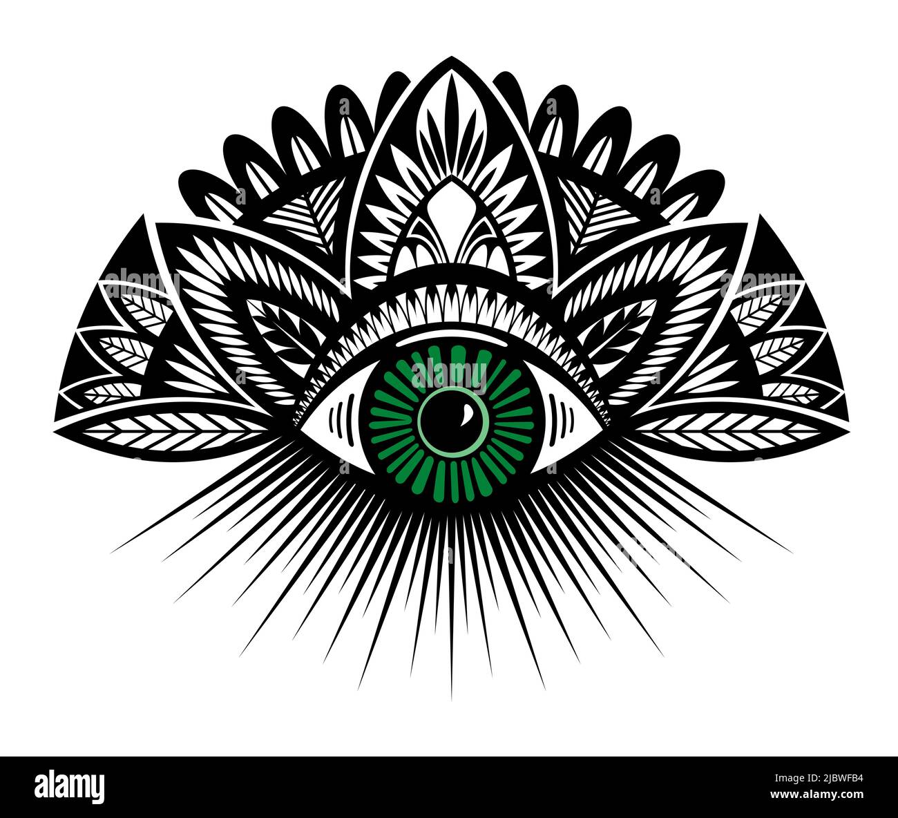 Tatouage flash Blackwork. L'œil de la Providence. Symbole maçonnique. Tous voyant l'œil Illustration de Vecteur
