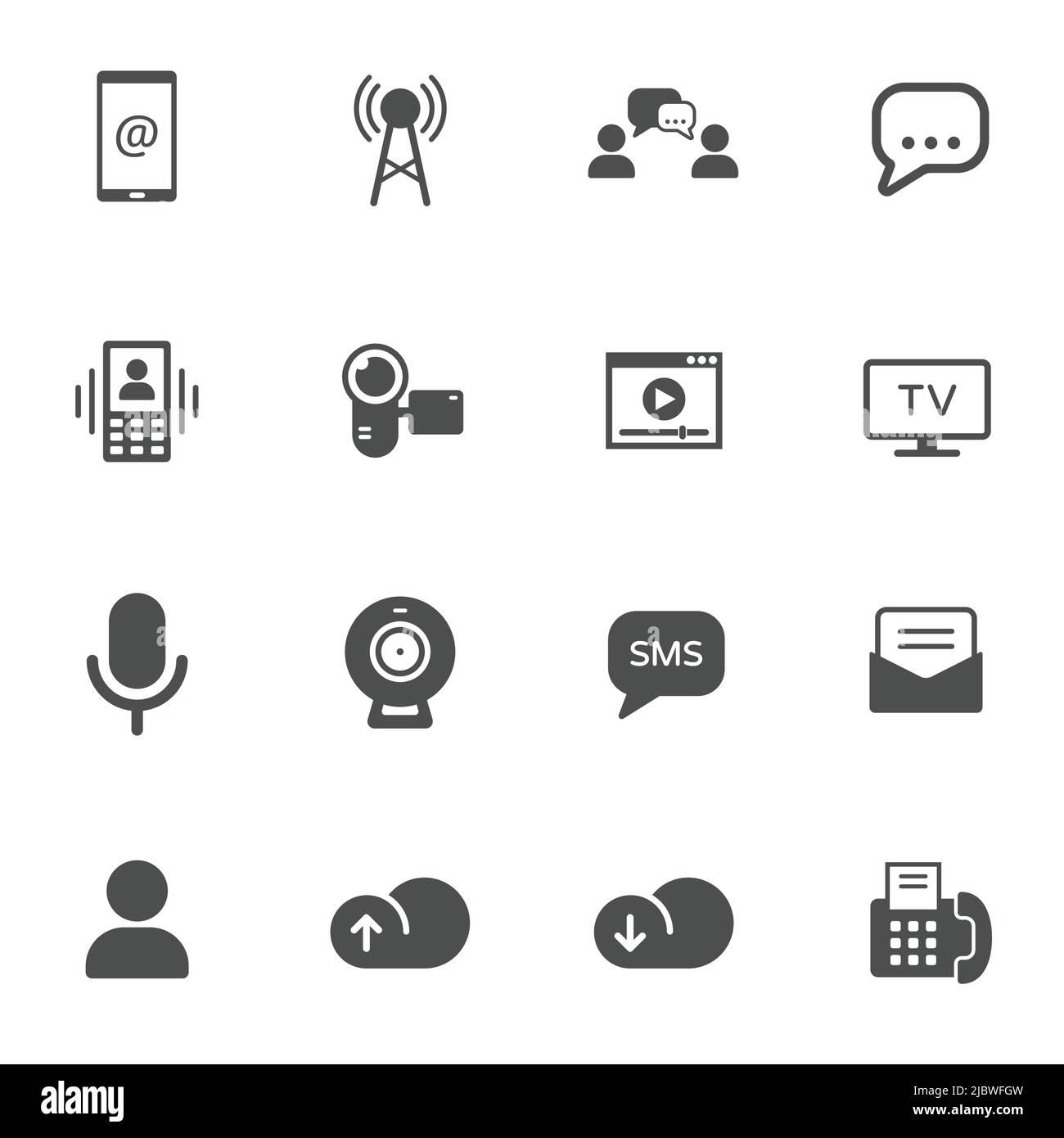 ensemble d'icônes de vecteur de communication multimédia Illustration de Vecteur