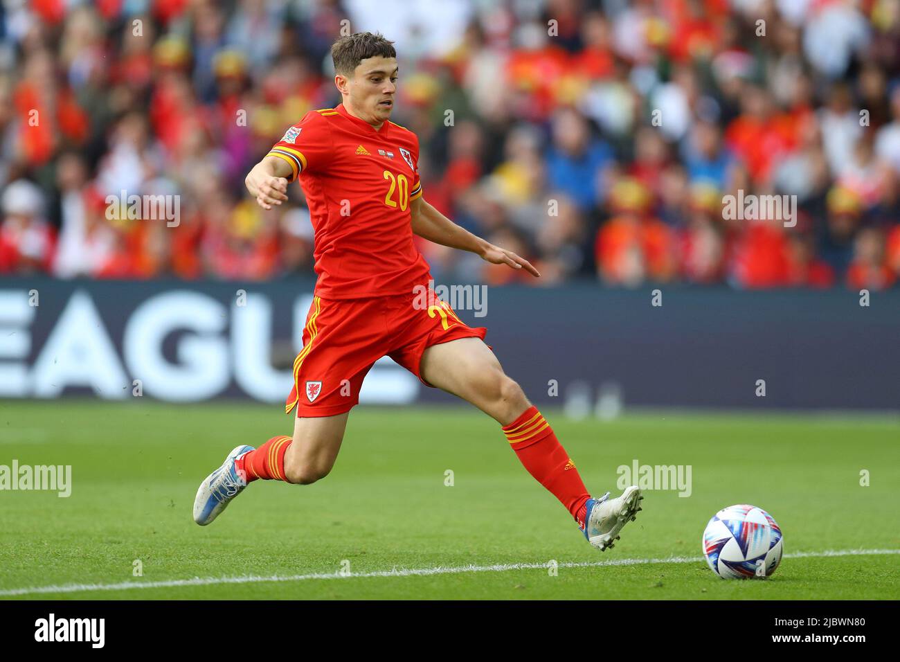 Cardiff, Royaume-Uni. 08th juin 2022. Daniel James du pays de Galles en action. Ligue des Nations de l'UEFA, match du groupe D, pays de Galles contre pays-Bas au stade de Cardiff, dans le sud du pays de Galles, le mercredi 8th juin 2022. Usage éditorial seulement. photo par Andrew Orchard/Andrew Orchard sports Photography/Alay Live News crédit: Andrew Orchard sports Photography/Alay Live News Banque D'Images