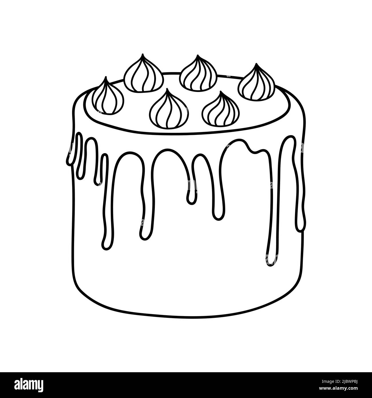 Joli gâteau au coolé. Design sketch élément pour menu café, bistrot, restaurant, café, boulangerie, étiquette, affiche, bannière, prospectus et emballage. Vecteur Illustration de Vecteur