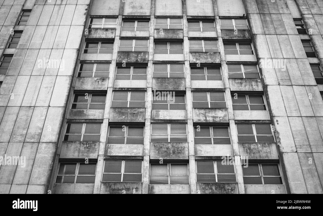 Exemple d'architecture Brutaliste, le Faraday Building, Manchester, Royaume-Uni. Banque D'Images