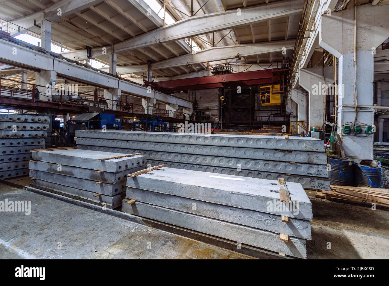 Chaîne de production de dalles en béton armé Banque D'Images