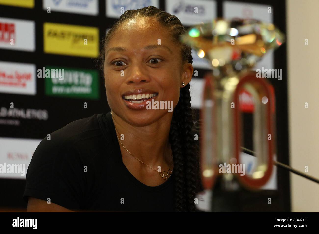 Rome, Italie. 8th juin 2022. Allyson Felix (Etats-Unis) lors de la conférence de presse de la Ligue des diamants Wanda Gala d'or Pietro Mennea au Stadio Olimpico à Rome, Italie sur 8 juin 2022. (Credit image: © Giuseppe Fama/Pacific Press via ZUMA Press Wire) Banque D'Images