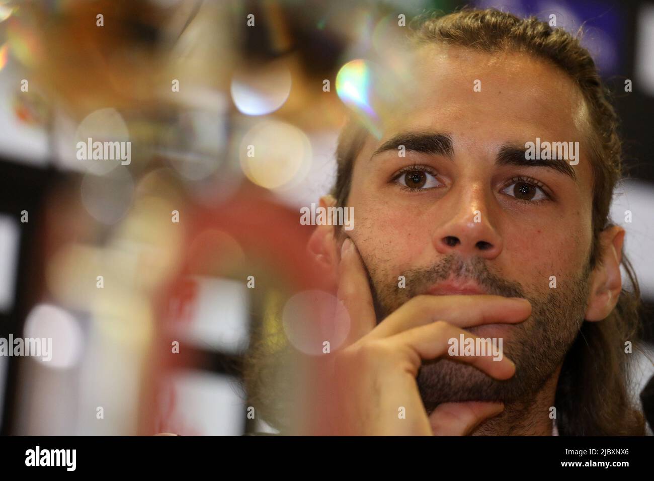 Rome, Italie. 8th juin 2022. Gianmarco Tamberi (ITA) lors de la conférence de presse de la Ligue de diamants Wanda Gala d'or Pietro Mennea au Stadio Olimpico à Rome, Italie sur 8 juin 2022. (Credit image: © Giuseppe Fama/Pacific Press via ZUMA Press Wire) Banque D'Images