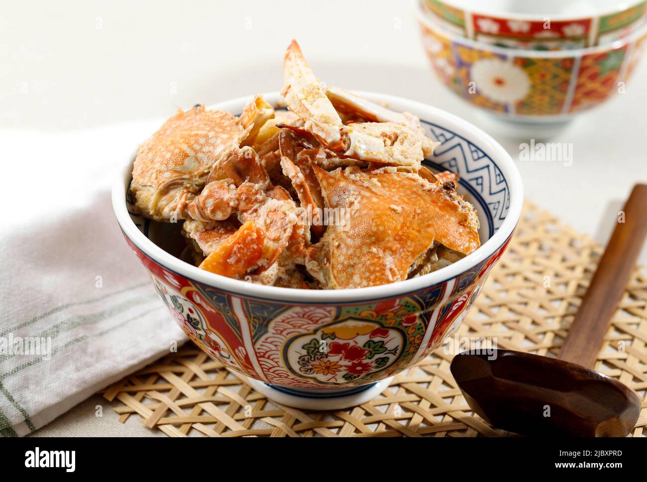 Soupe chinoise de crabe aux œufs épicés Banque D'Images
