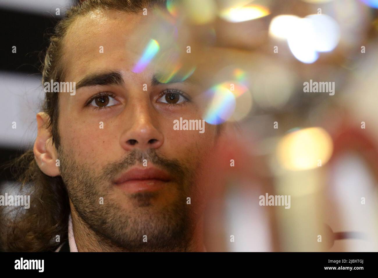 Rome, Italie. 08th juin 2022. Gianmarco Tamberi (ITA) lors de la conférence de presse de la Ligue de diamants Wanda Gala d'or Pietro Mennea au Stadio Olimpico à Rome, Italie sur 8 juin 2022. (Photo de Giuseppe Fama/Pacific Press) crédit: Pacific Press Media production Corp./Alay Live News Banque D'Images