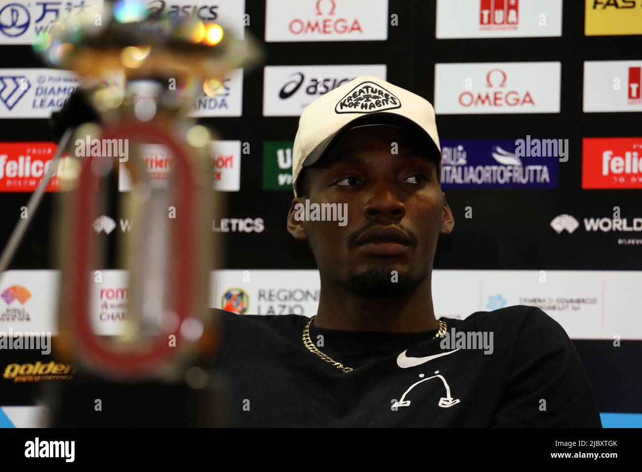 Rome, Italie. 08th juin 2022. Fred Kerley (Etats-Unis) lors de la conférence de presse du Gala d'or de la Ligue des diamants Wanda Pietro Mennea au Stadio Olimpico à Rome, Italie sur 8 juin 2022. (Photo de Giuseppe Fama/Pacific Press) crédit: Pacific Press Media production Corp./Alay Live News Banque D'Images