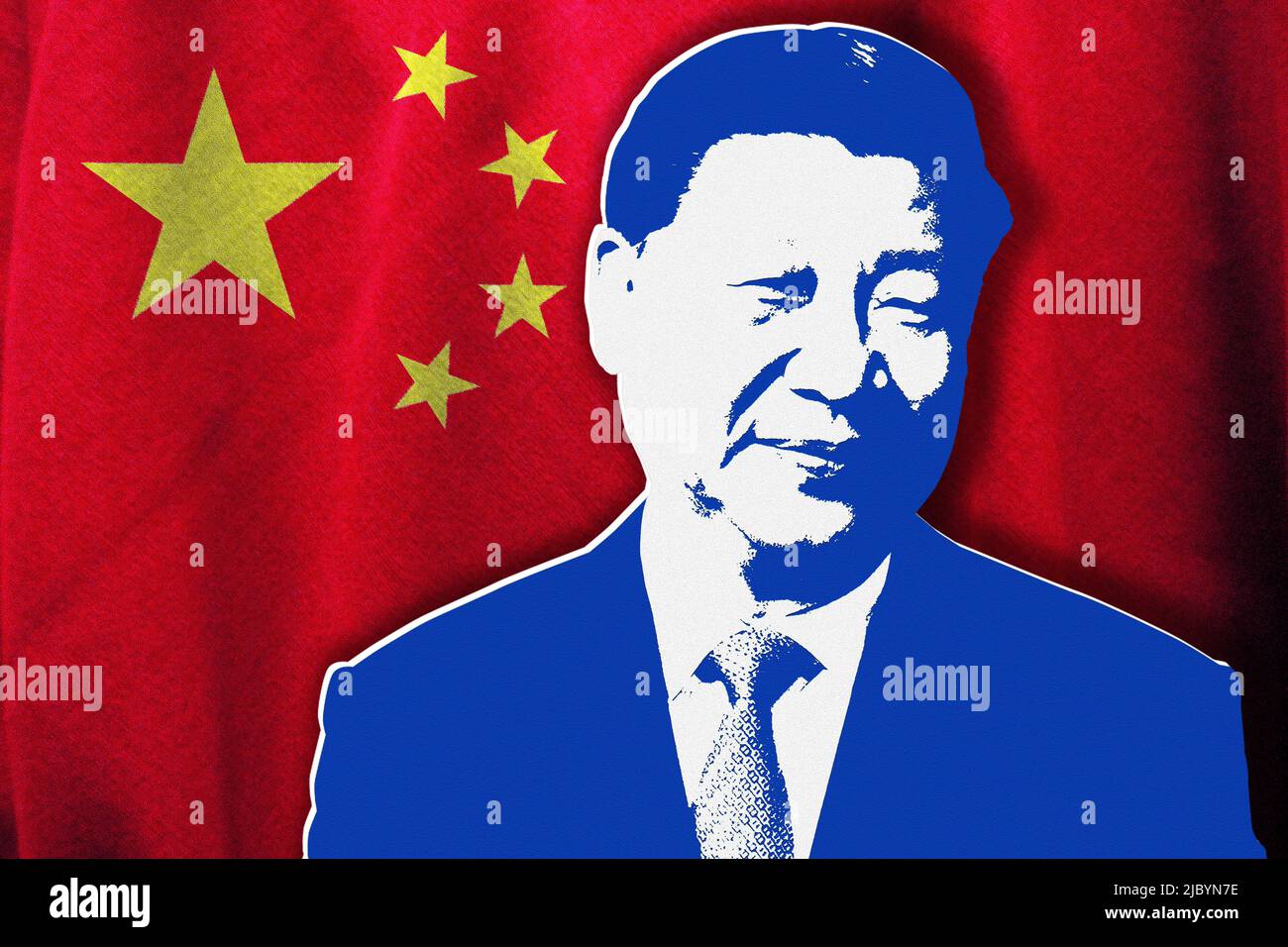 Xi Jinping et le drapeau chinois Banque D'Images