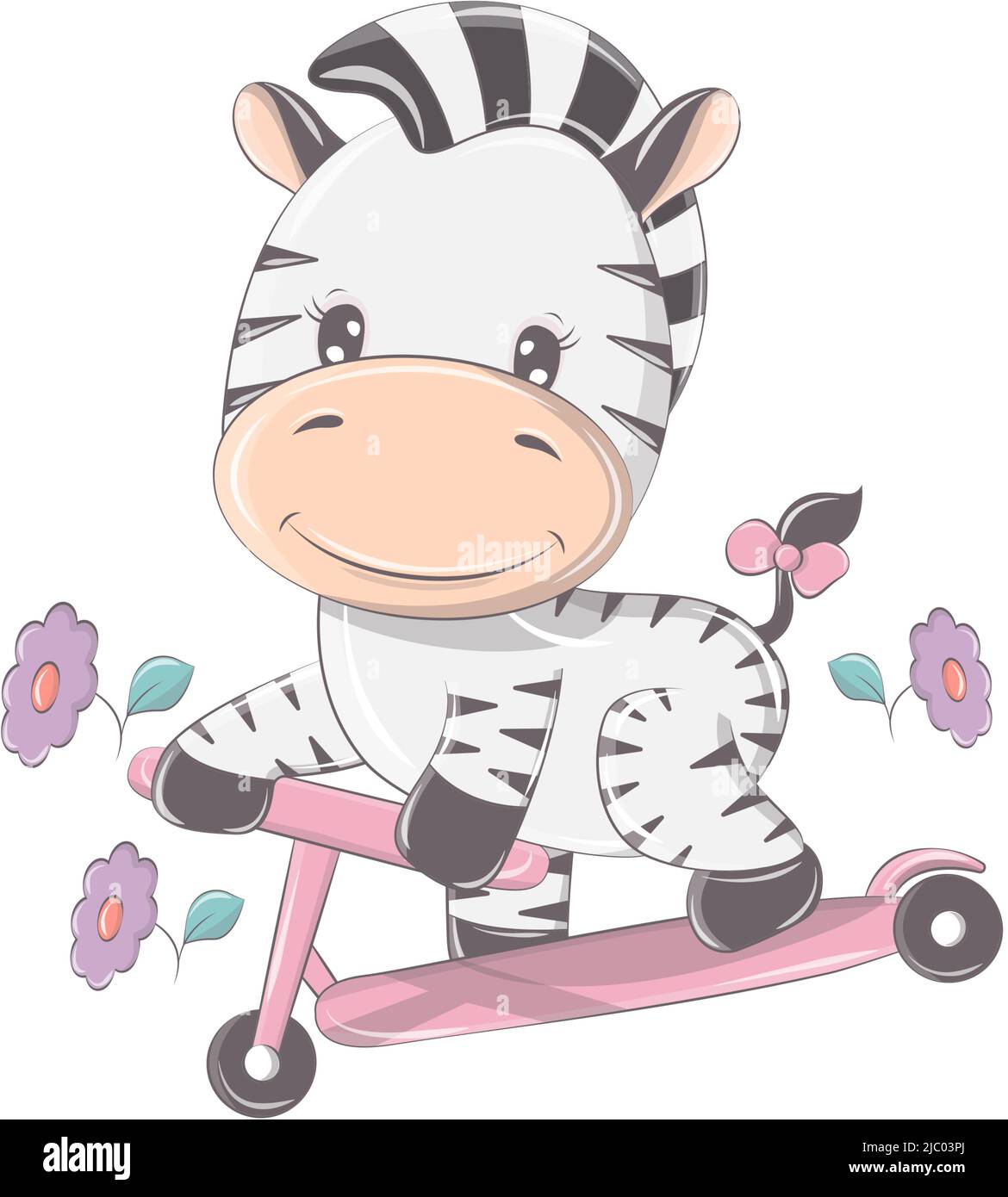 Magnifique zébra isolé sur fond blanc. Illustration d'animaux mignons pour les produits pour bébés et les vacances. Les images Zebra sont parfaites pour les autocollants et les tee-shirts Illustration de Vecteur