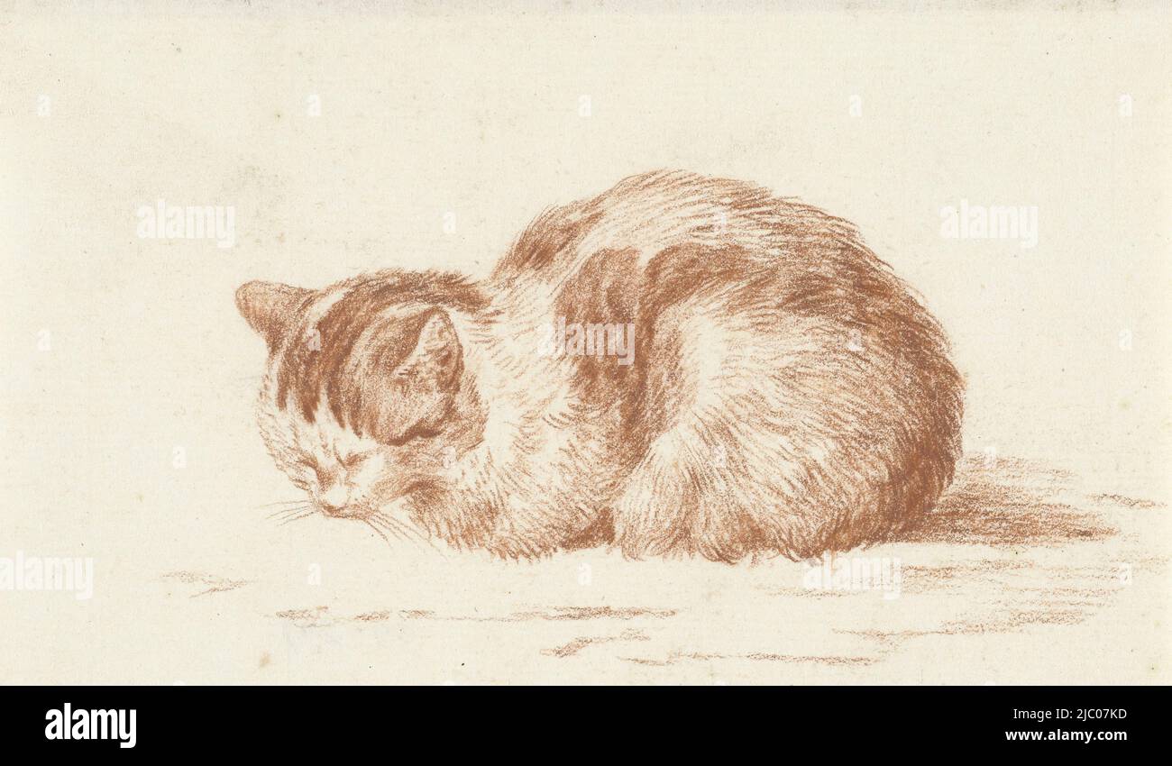 Chat inclinable, à gauche, rapporteur pour avis: Jean Bernard, 1812, papier, h 95 mm × l 152 mm Banque D'Images