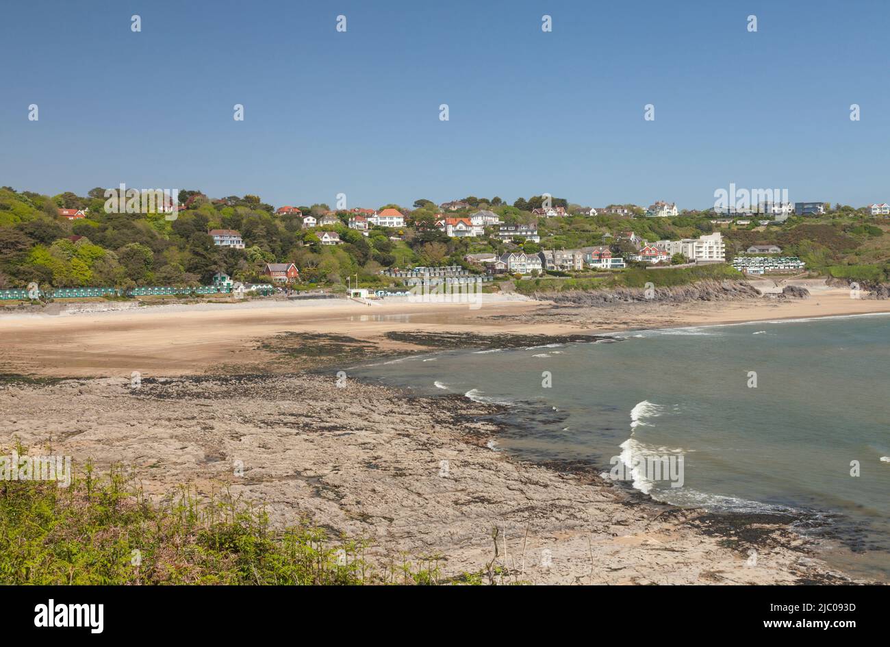 Langland et Rotherslade Bays; Gower Peninsula; Swansea; South Wales; Royaume-Uni Banque D'Images