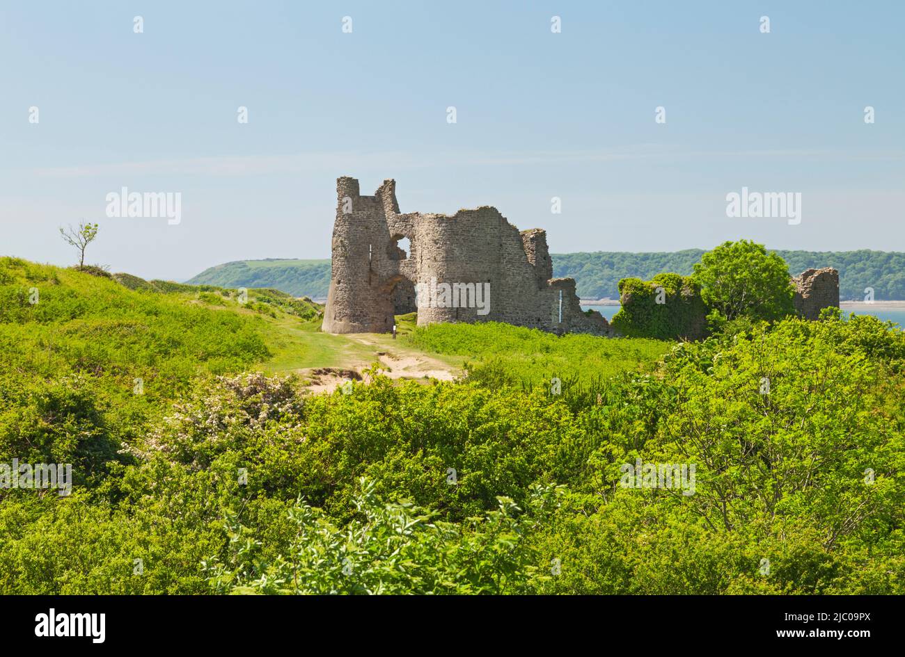 Ruines du château de Pennard, Pennard, péninsule de Gower, Swansea, pays de Galles du Sud, ROYAUME-UNI Banque D'Images