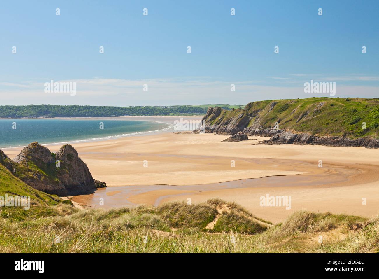 Three Cliffs Bay, Gower Peninsula, Swansea, Pays de Galles du Sud, Royaume-Uni Banque D'Images