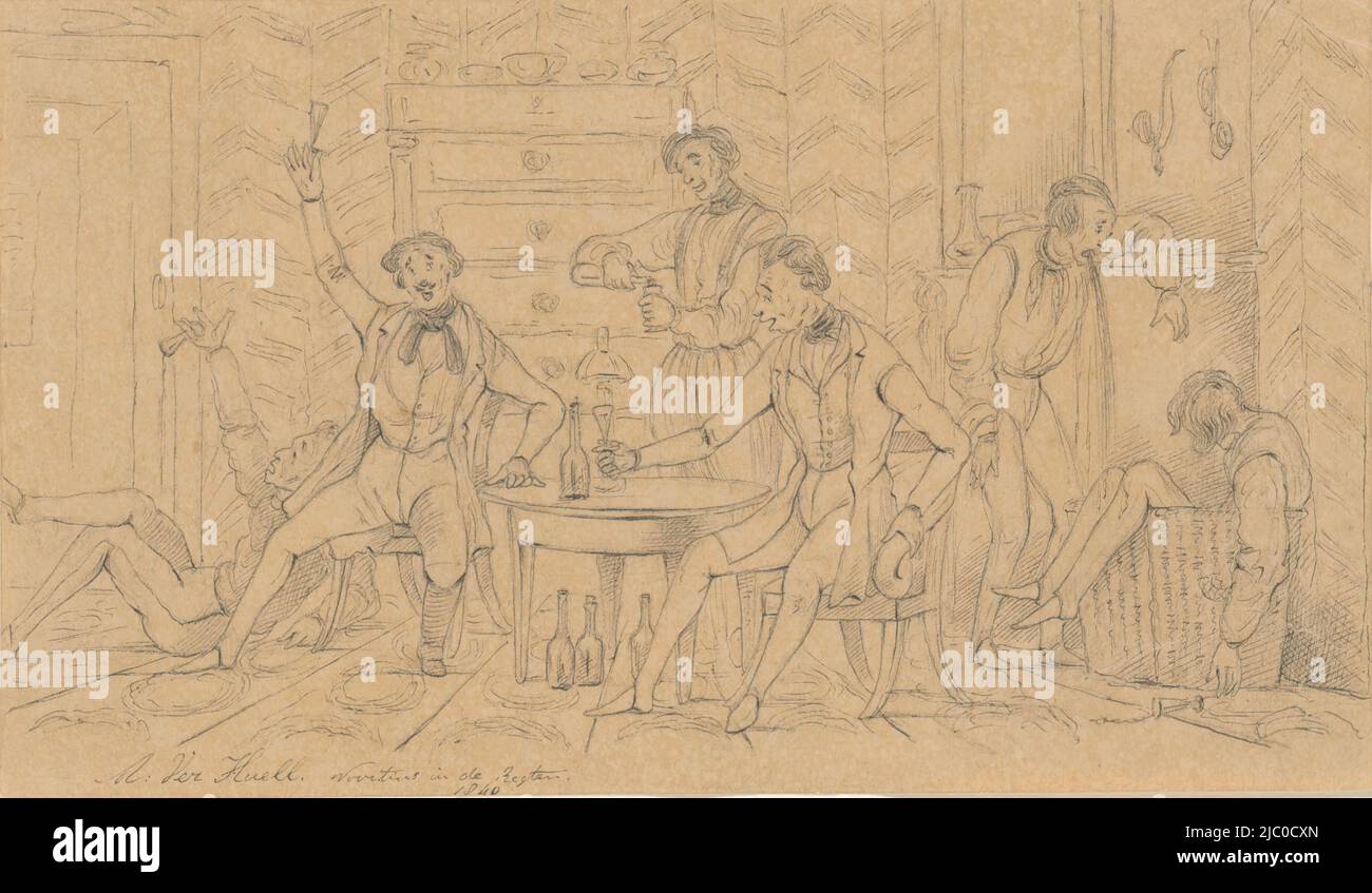 Ver Huell comme Novitius dans les droits, rapporteur pour avis: Alexander Ver Huell, 1840, papier, stylo, h 100 mm × l 174 mm Banque D'Images