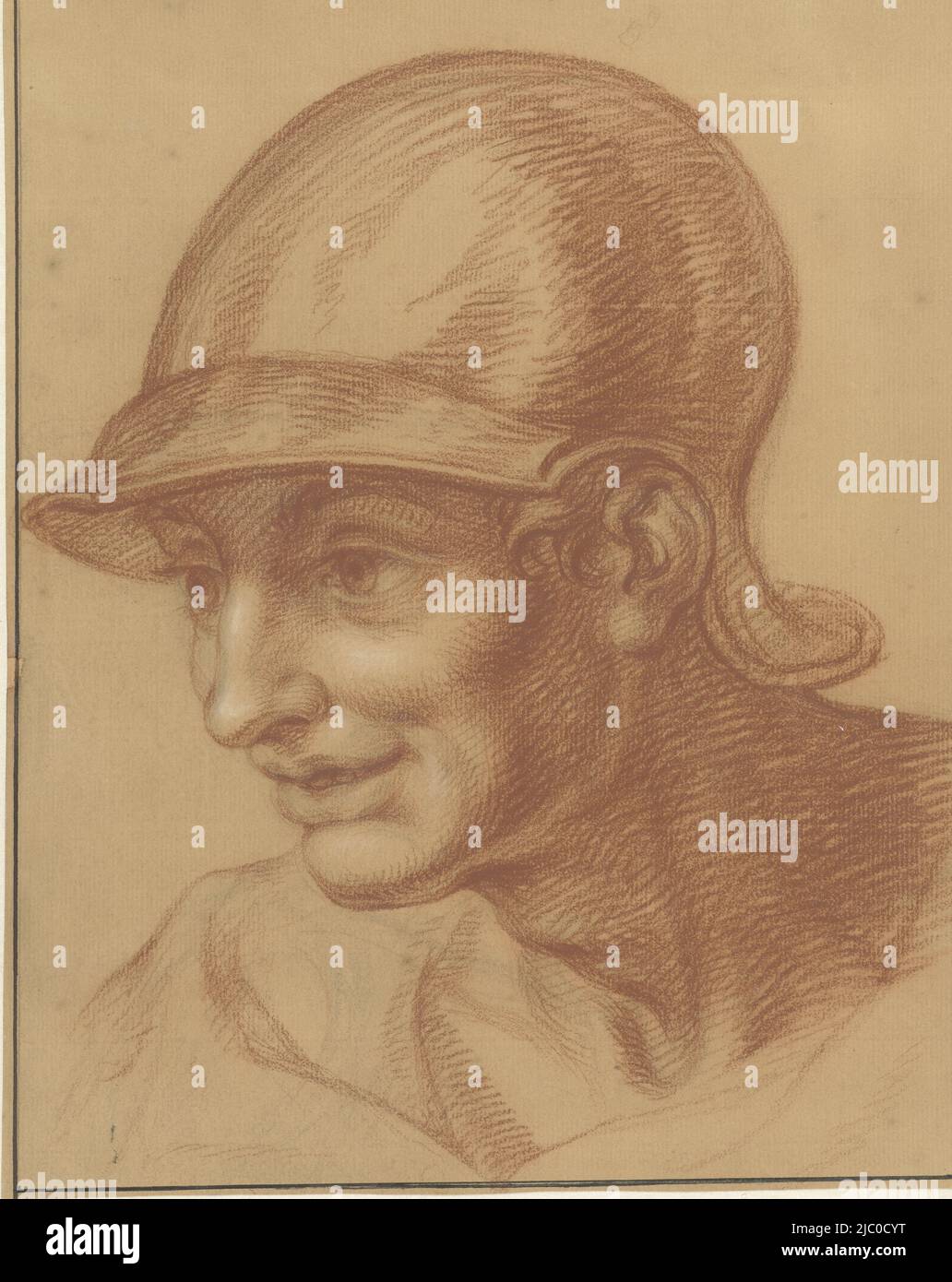 Etude de la tête d'un homme avec casque, trois quarts, à gauche, dessinateur: Isaac Walraven, 1696 - 1765, papier, h 314 mm × l 248 mm Banque D'Images