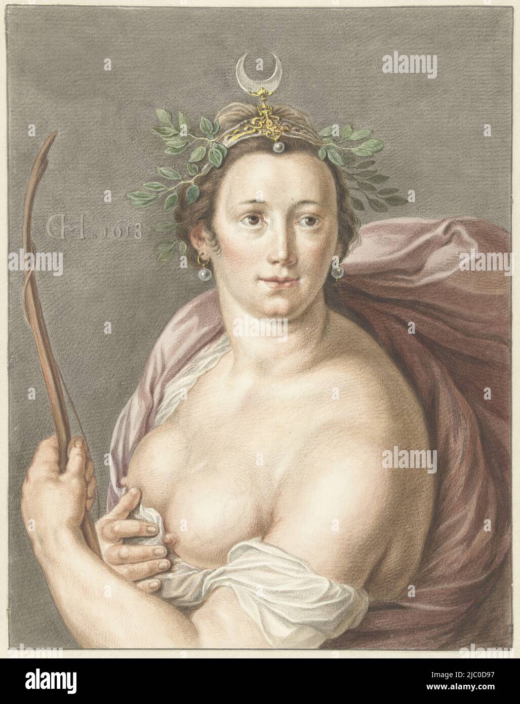 Diana, dessinateur: Abraham Delfos, d'après: Cornelis Cornelisz. Van Haarlem, 1795, papier, pinceau, h 337 mm × l 264 mm Banque D'Images