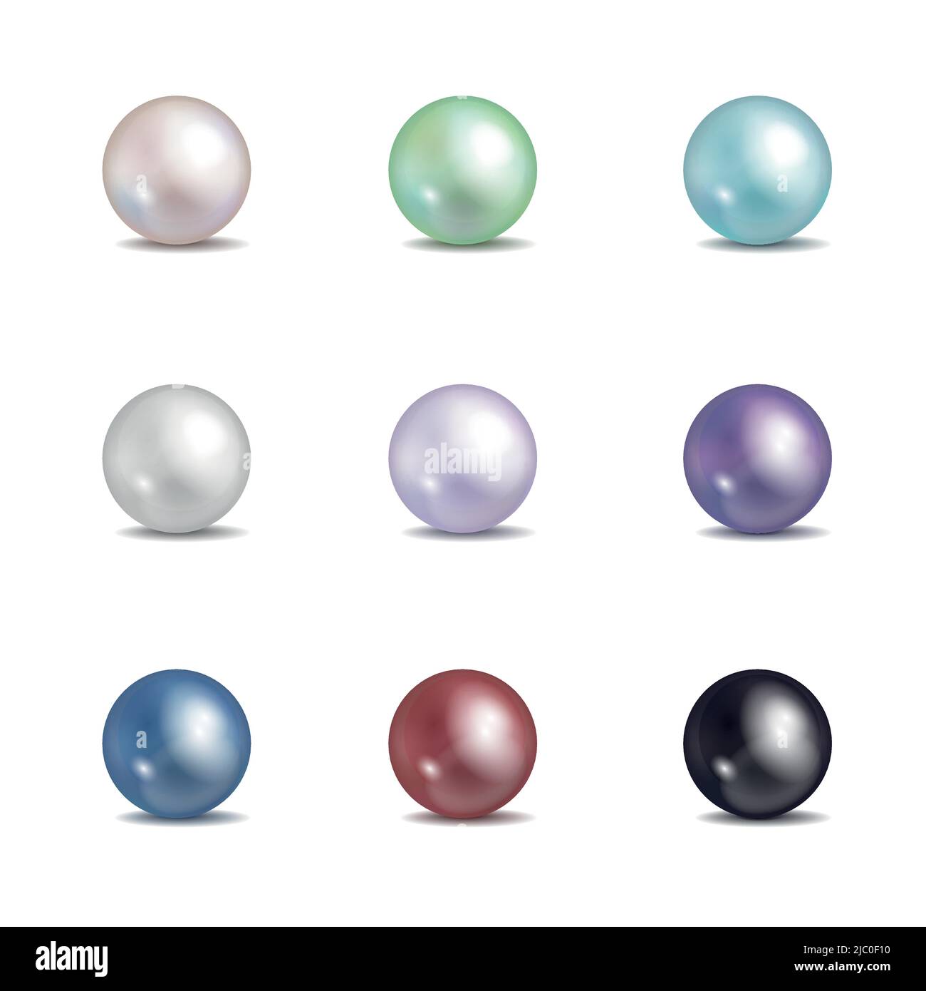 Perles multicolores. Bijoux vectoriels nacre perles isolées sur fond blanc. Jeu d'illustrations en perles de couleur Illustration de Vecteur