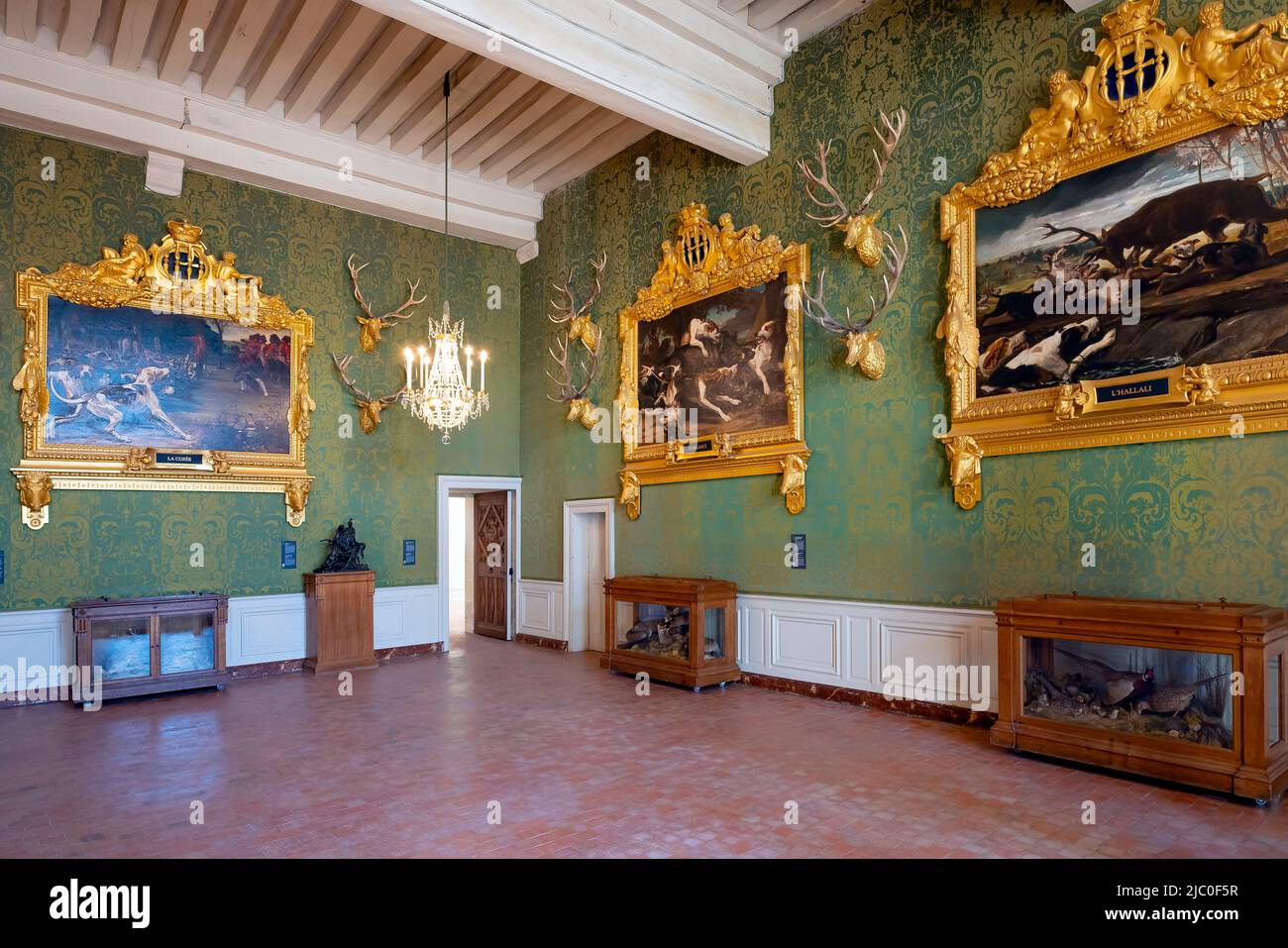 La relance et le Hallali par Louis Godfrey Jadin, Hounds tables de