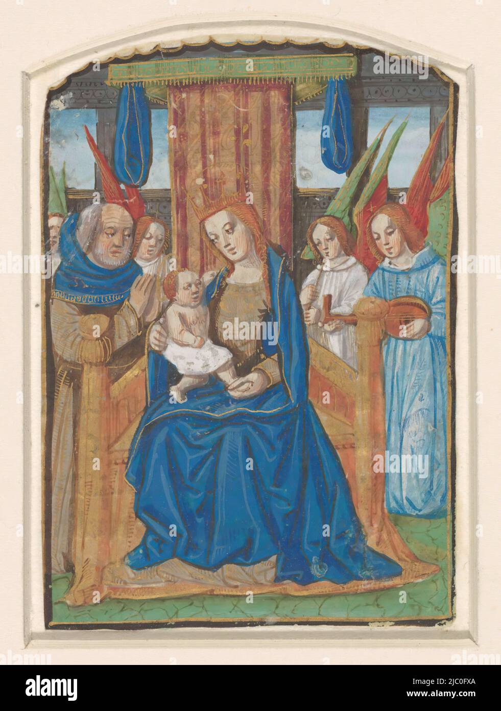 Miniature d'un livre des heures: Débordement de l'Esprit Saint, dessinateur: Anonyme, 1475 - 1500, parchemin (matériel animal), pinceau, h 86 mm × l 66 mm Banque D'Images