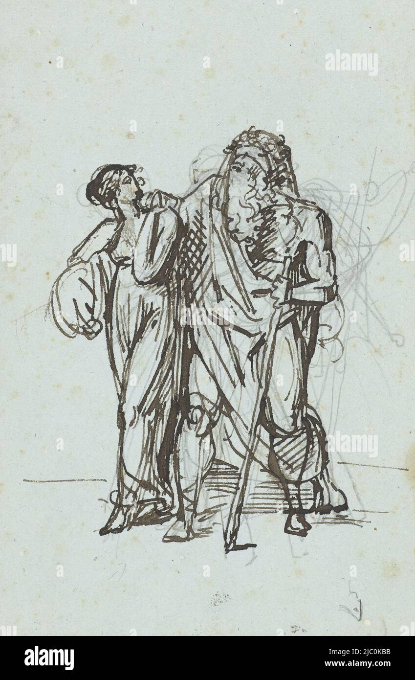 Oedipus aveugle dirigé par Antigone, rapporteur pour avis: David Pièrre Giottino Humbert de Superville, 1780 - 1849, papier, stylo, h 218 mm × l 126 mm Banque D'Images