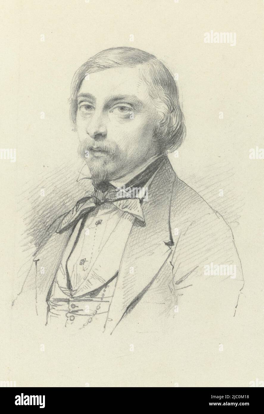 Design pour une gravure, autoportrait d'Aloïs Pieter Paul Hunin, dessinateur: Aloïs Pieter Paul Hunin, 1841 - 1842, papier, h 161 mm × l 108 mm Banque D'Images