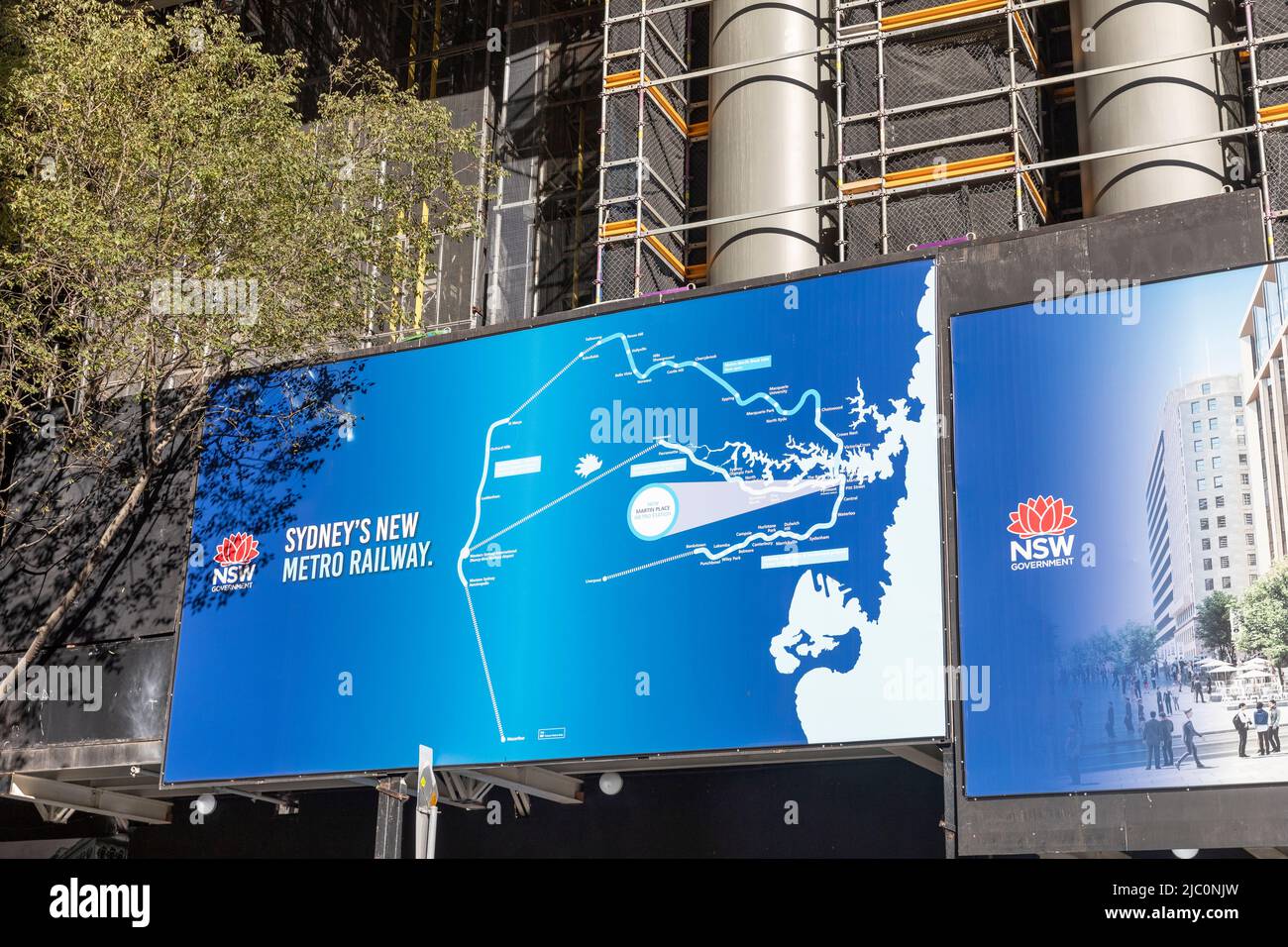 Projet de transports en commun du métro de Sydney dans le centre-ville de Sydney et nouvelle station à Martin place, Sydney, Nouvelle-Galles du Sud, Australie Banque D'Images