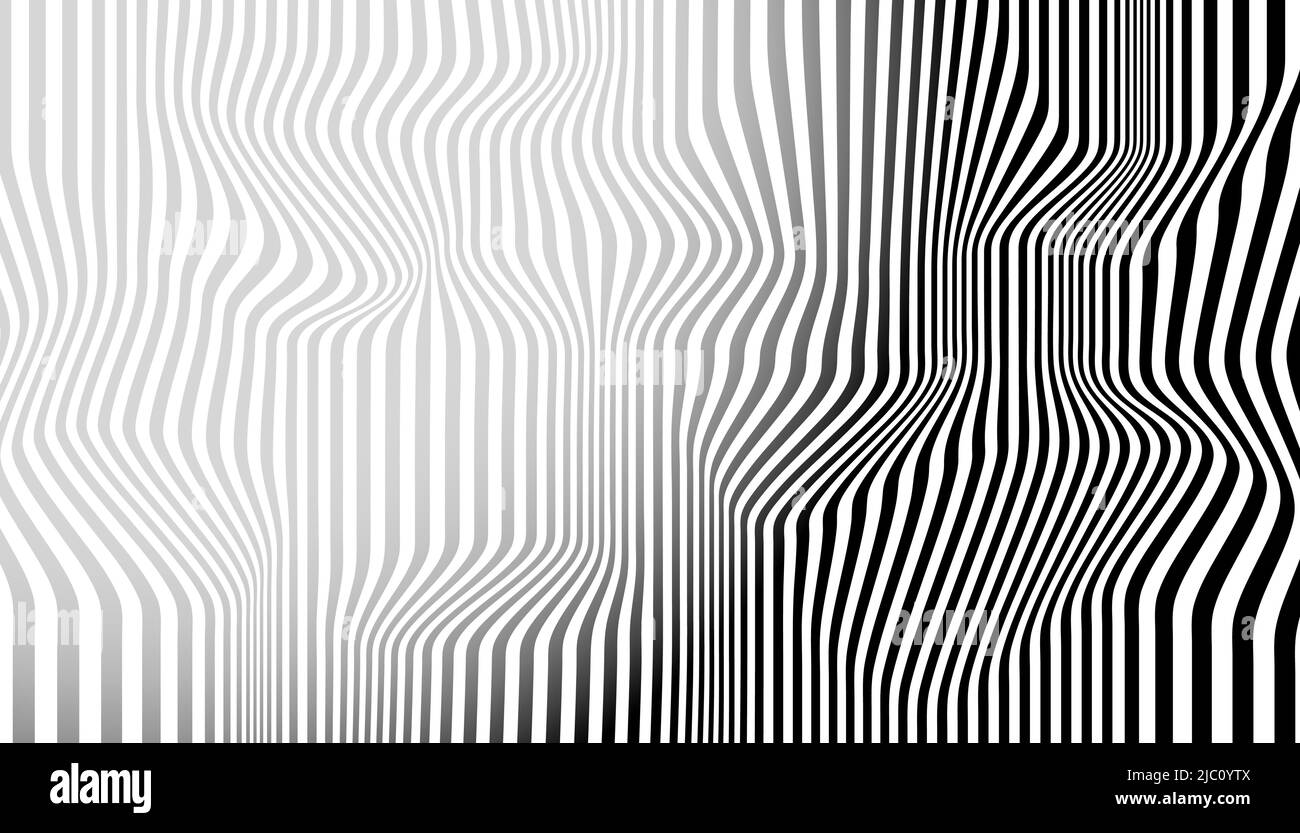 Arrière-plan des lignes de distorsion. Rayures distorses, motif moderne abstrait. Op art illusion vagues. Surface dynamique Illustration de Vecteur