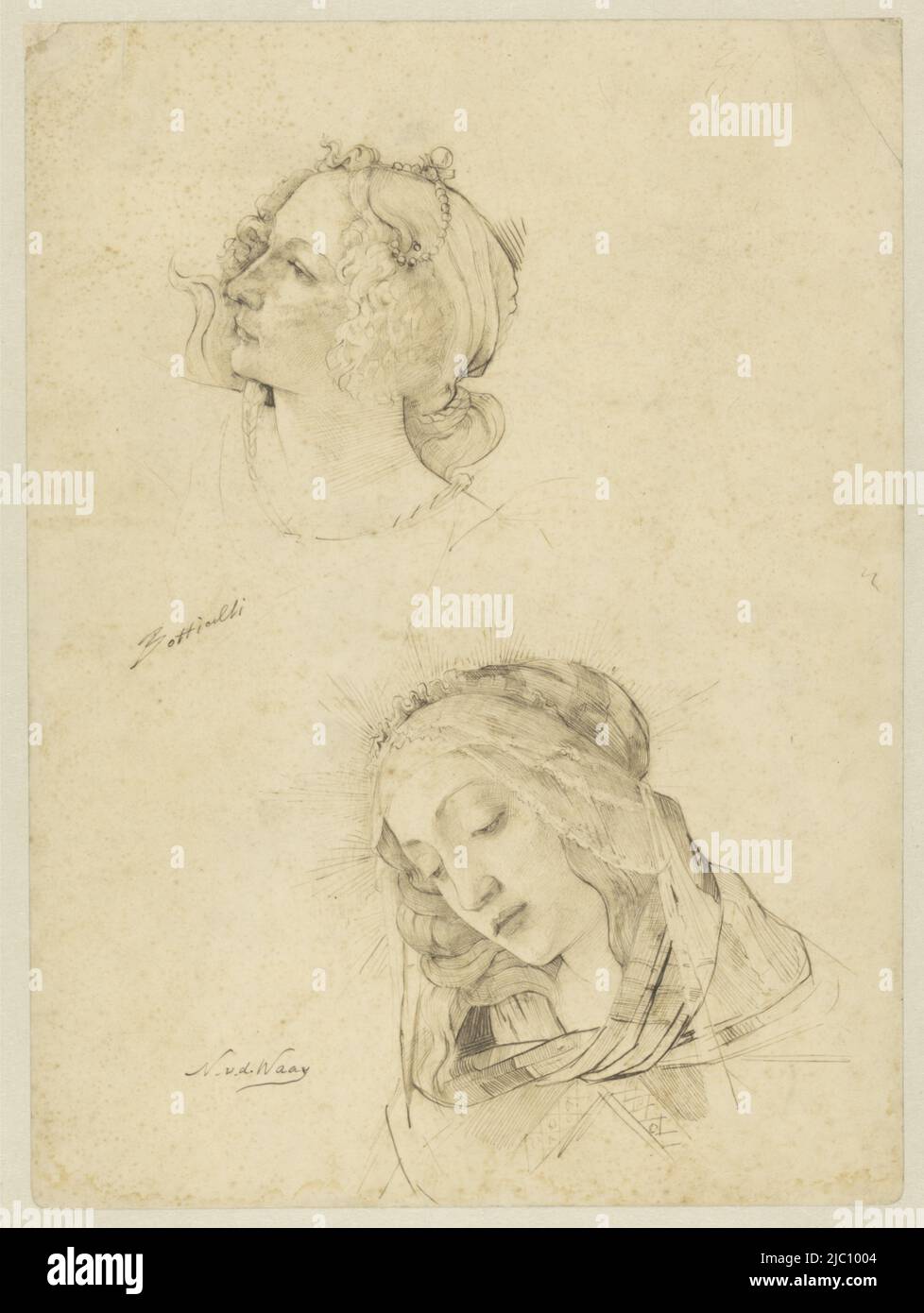 Botticelli figure de la Primavera et d'une Madonna, dessinateur: Nicolaas van der Waay, Sandro Botticelli, 1865 - 1936, papier, stylo, h 332 mm × l 249 mm Banque D'Images