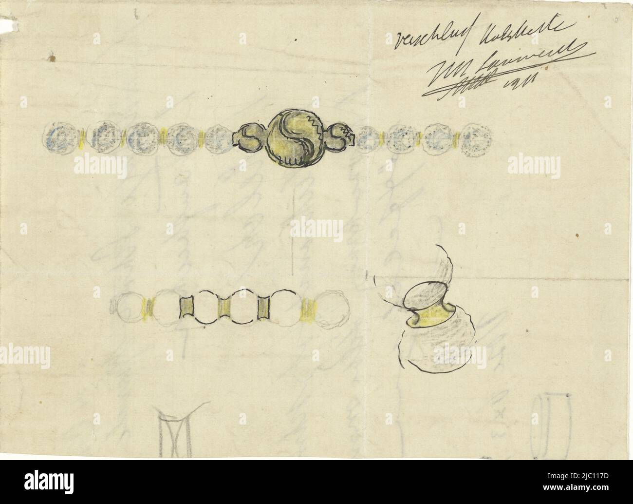 Design pour liens et fermeture d'un collier, dessinateur: Mathieu Lauweriks, 1911 Banque D'Images