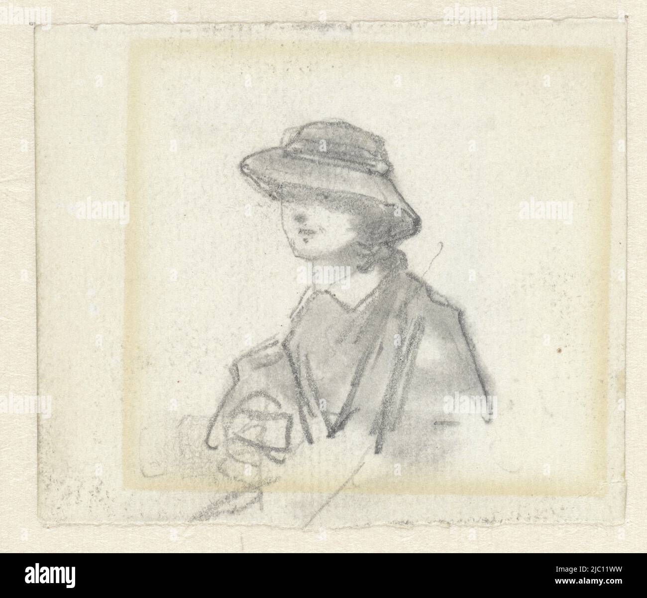 Lady with Hat, dessinateur: Jacob Maris, 1847 - 1899, papier, h 77 mm × l 90 mm Banque D'Images