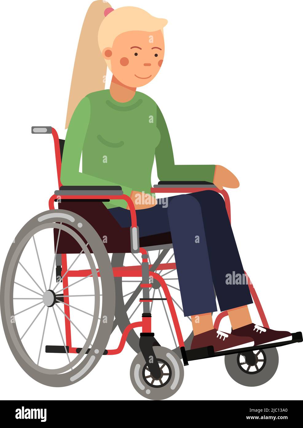 Fille en fauteuil roulant. Caractère du patient de l'hôpital ou de la personne handicapée Illustration de Vecteur