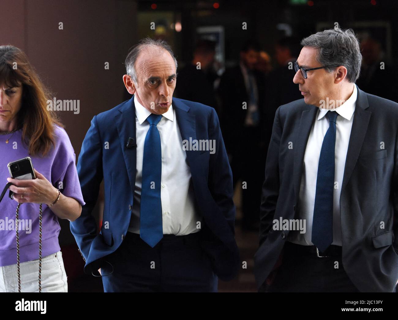 Eric Zemmour est interviewé par Apolline de Malherbe sur CMR/BFMTV à Paris, France sur 9 juin