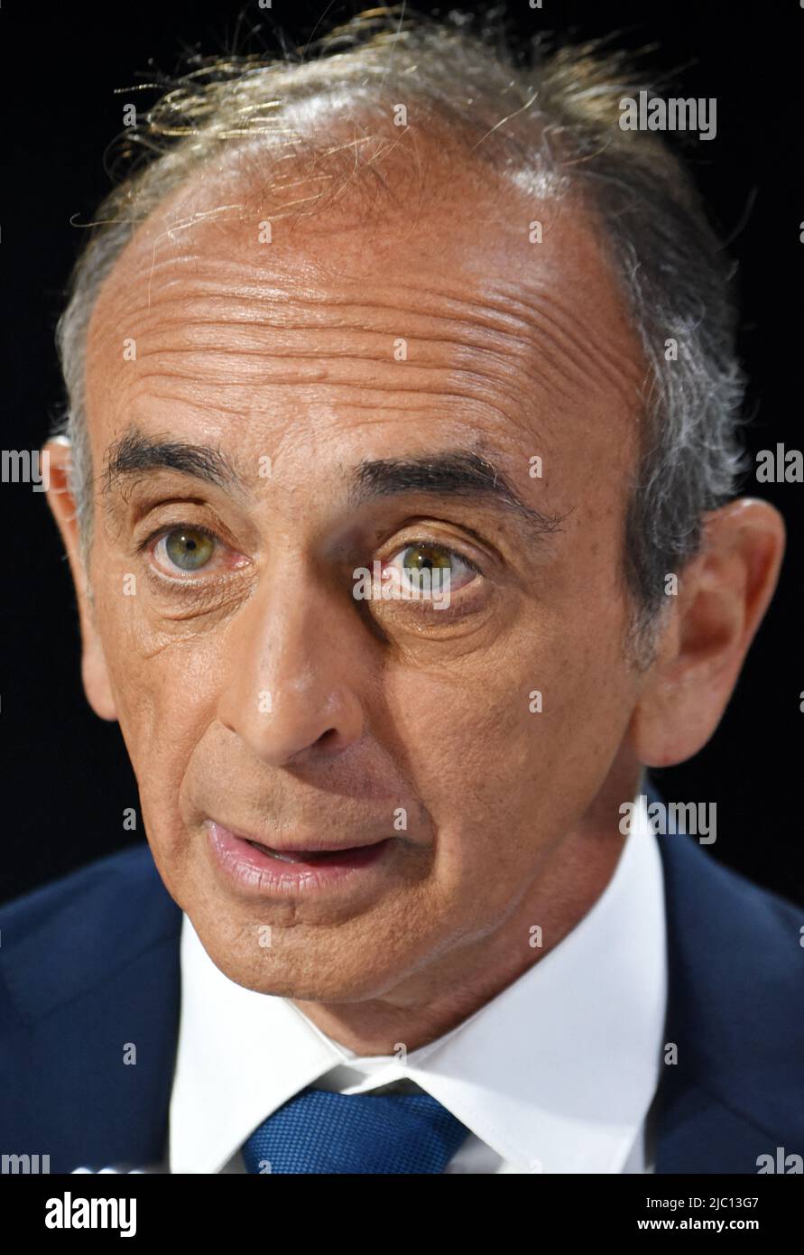 Eric Zemmour est interviewé par Apolline de Malherbe sur CMR/BFMTV à Paris, France sur 9 juin 2022 photo par Alain Apaydin/ABACAPRESS.COM Banque D'Images