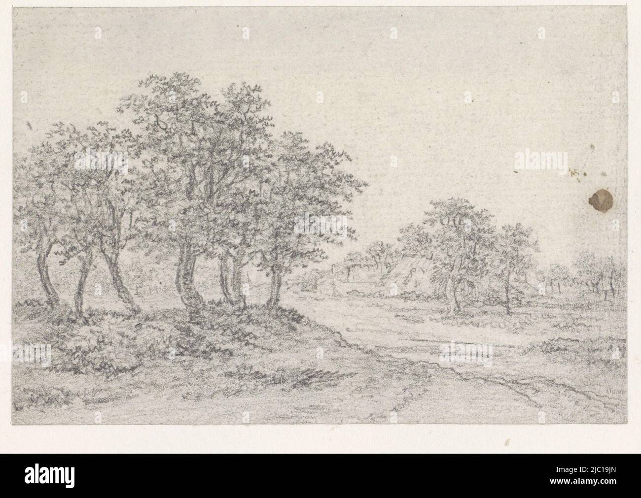Route de campagne avec ferme devant, rapporteur pour avis: Georges Michel, 1773 - 1843, papier, h 68 mm × l 99 mm Banque D'Images