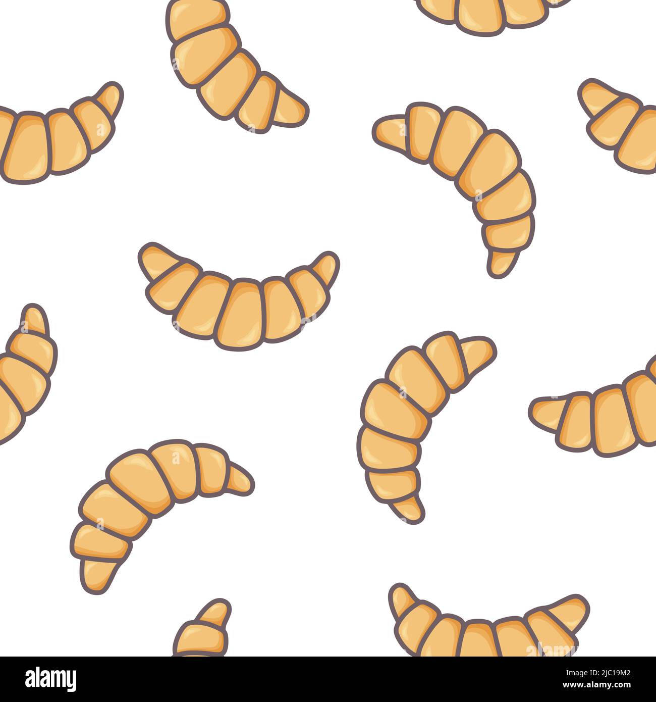 Croissants illustration vectorielle sans couture. Pâtisseries françaises traditionnelles de fond. Cuisson pour le petit déjeuner imprimé pour le papier, l'emballage et le design Illustration de Vecteur